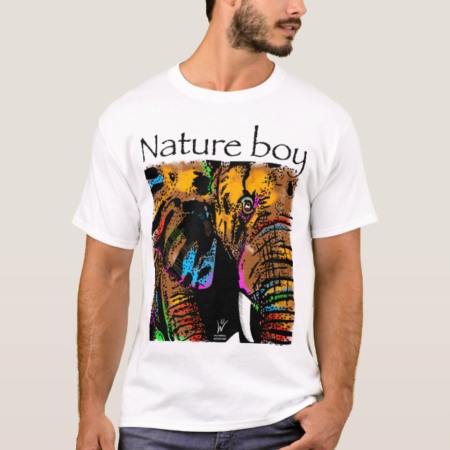 Natur Pojkungens elefantregnbåge T Shirt (Framsida)