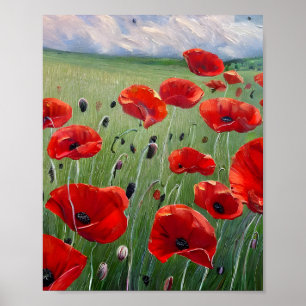 Natur Red Poppies Poster