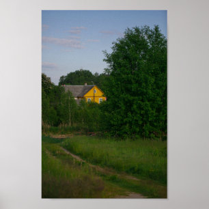 Natur Rural Village liggande Vitryssland Poster
