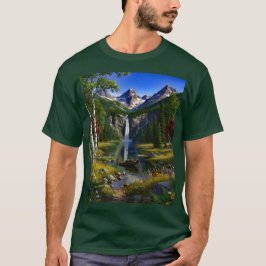 Natur Sceneri Berg Vattenfall Sjö Pond T Shirt