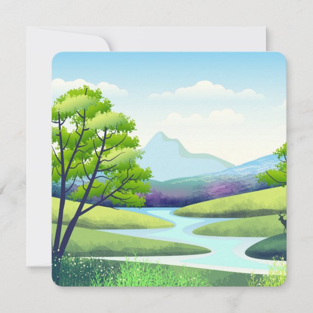 Natur Scenery med floden Kort (Framsida)