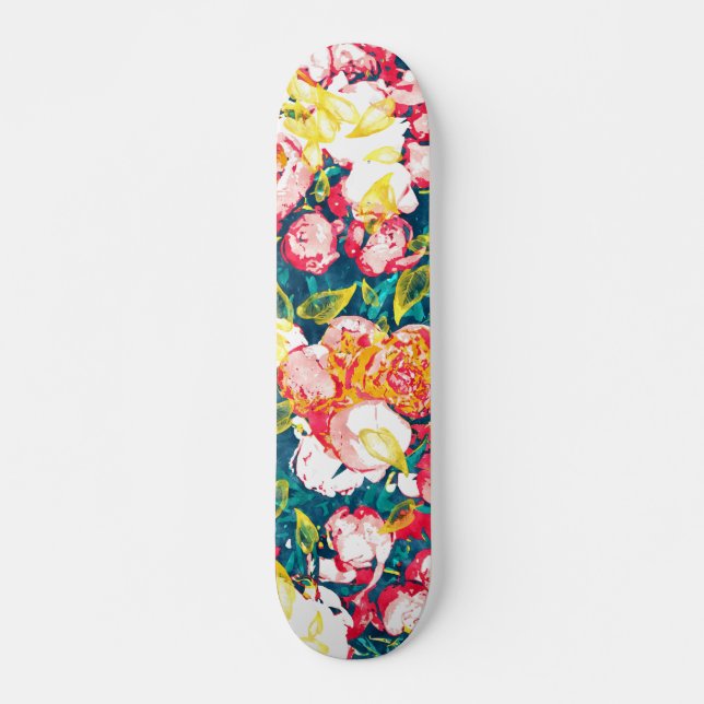 Natur Smiles i Flowers Mini Skateboard Bräda 18,5 Cm (Framsida)
