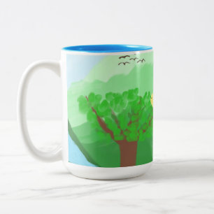 Natur som är målad med akryl färg art Två-Tonad mugg