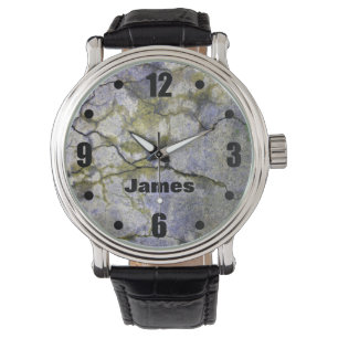 Natur Struktur krackade Mossy Stone med Namn Armbandsur