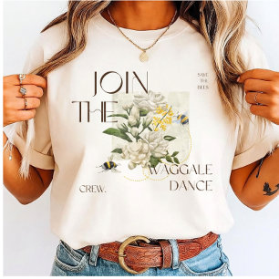 Natur T-Shirt med Bivänlig Grafisk Design – Waggle