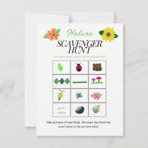 Natur Tema Scavenger Hunt Spelkort Inbjudningar