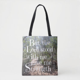 Natur - Tote w/ Verse från Timothy 4:17 Tygkasse