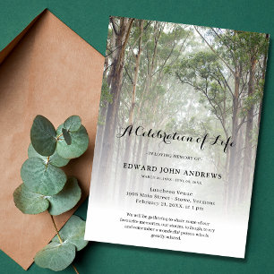 Natur Träd Forest Firande of Life Funeral Inbjudningar