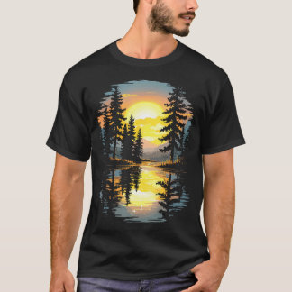 Natur Träd Reflektion Solnedgång Skog Utomhus T Shirt