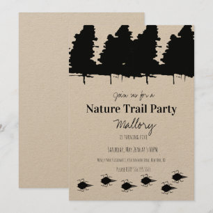 Natur Trail Skogen Äventyr Födelsedagsfest Rustic Inbjudningar
