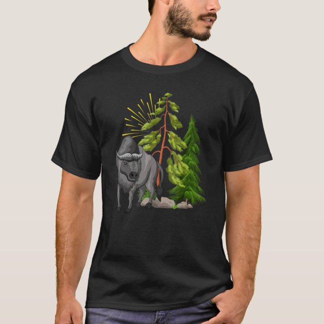 Natur Vild Djurs viltlevande boskap Bison Buffalo T Shirt (Framsida)