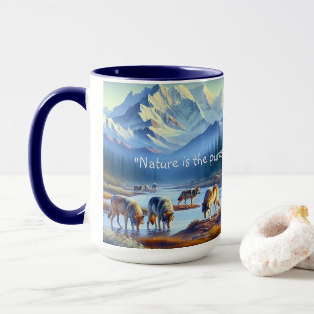 Natur Vilda djur Vargar Denali Park Kaffemugge Mugg (Med munk)