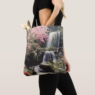 Natur Waterfall Cherry Träd Botaniskt vattenfall Tygkasse