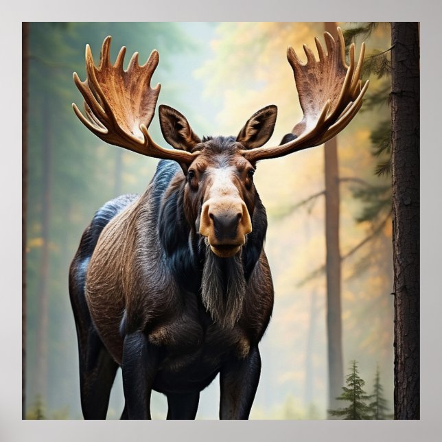 *~* Natura AP49 MOOSE Skogen Skogsberg i berg Poster (Framsidan)