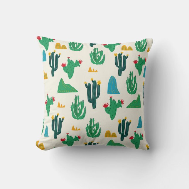 Naturaktus: Folk Art Seamless. Kudde (Framsida)