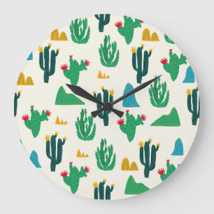 Naturaktus: Folk Art Seamless. Stor Klocka