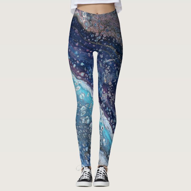 Natural Attraction 2 Blue Geode Abstract Leggings (Framsida)