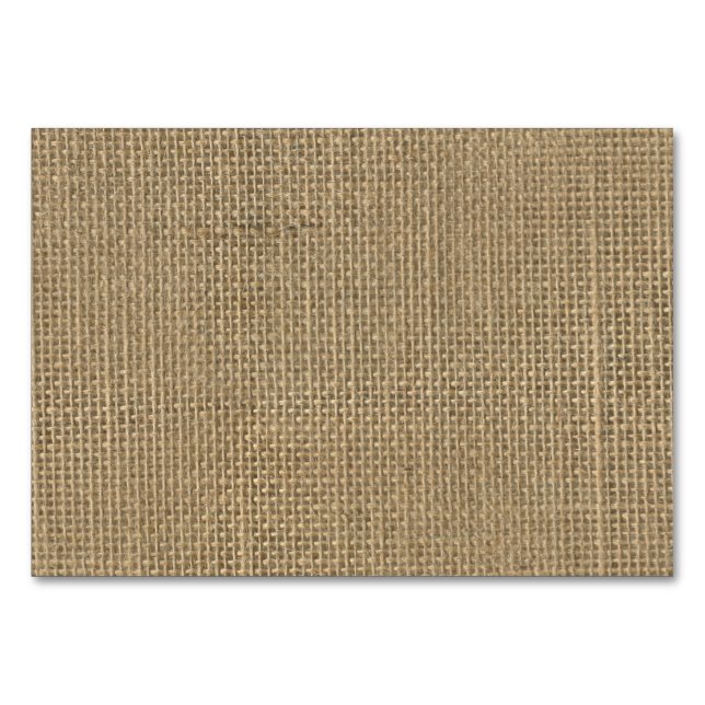Natural Beige Tan Jute Burlap-Rustic Cabin Bröllop Bordsnummer (Framsidan)
