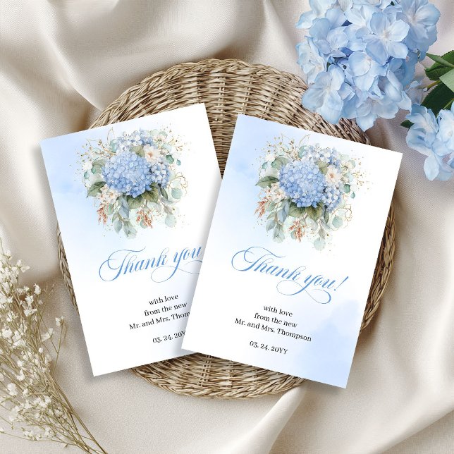 Natural Blue Hydrangea Eucalyptus thank you card Tack Kort (Natural Blue Hydrangea Eucalyptus thank you card)