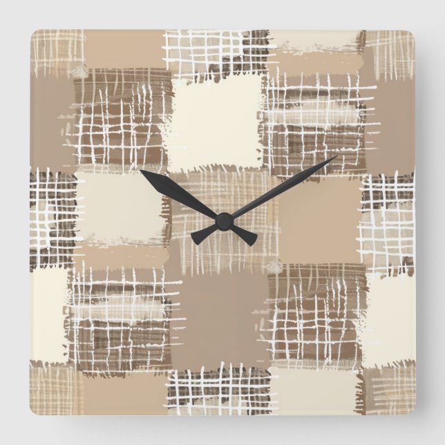 Natural Boho Wall Clock Fyrkantig Klocka (Framsida)