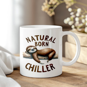 "Natural Born Chiller" Cute Funny Sleeping Sloth Kaffemugg