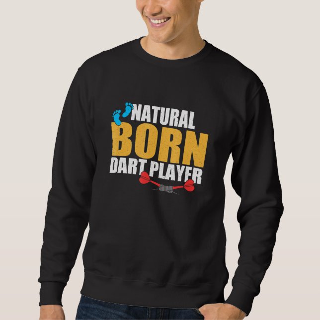 Natural Born Dart Player Apparatur Lång Ärmad Tröja (Framsida)