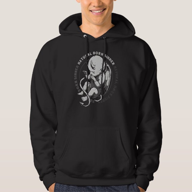 Natural Born Sinner Djävulen Baby Grunge Goth Emo  Hoodie (Framsida)