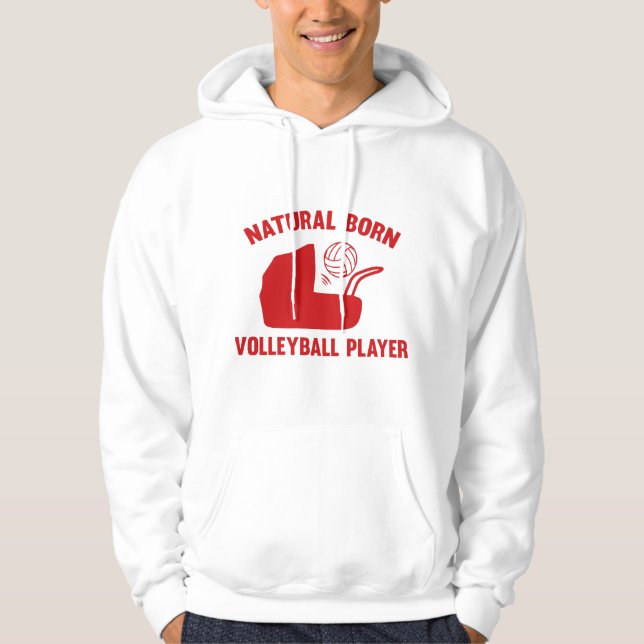 Natural Born Volleyball Player Hoodie (Framsida)