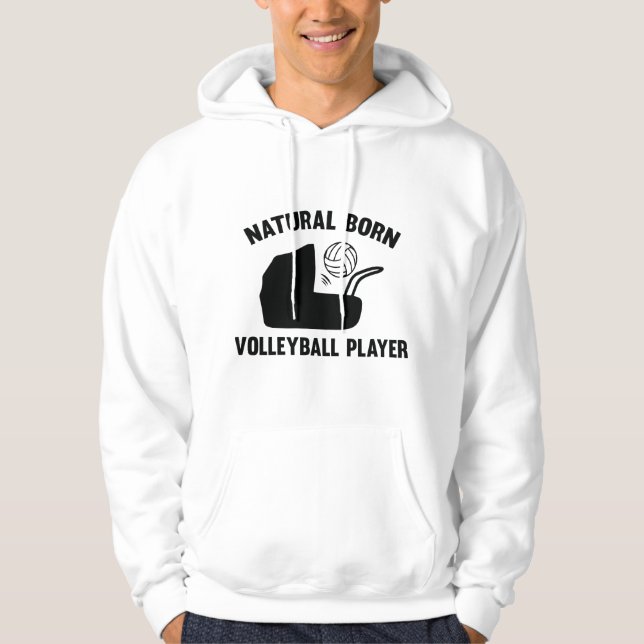 Natural Born Volleyball Player Hoodie (Framsida)