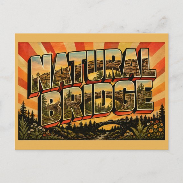 Natural Bridge Alabama Sandstensvalv Vintage Konst Vykort (Framsida)