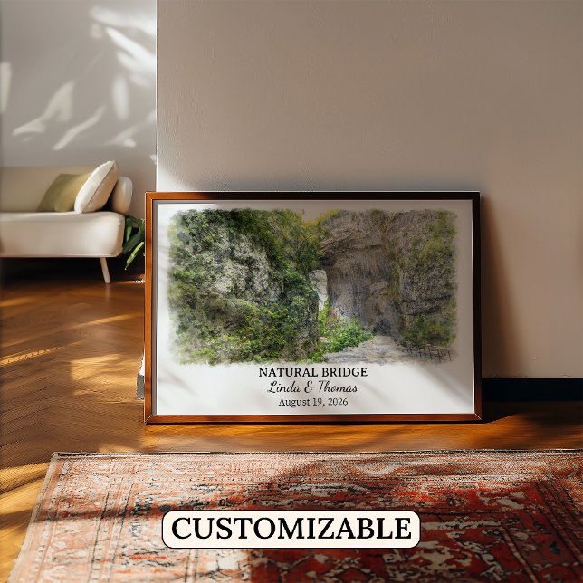 Natural Bridge Virginia Affisch, Akvarell, Anpassa Poster (Skapare uppladdad)