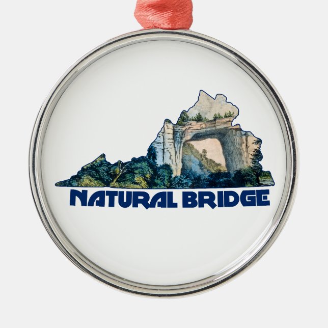 Natural Bridge Virginia Statskarta Julgransprydnad Metall (Framsidan)