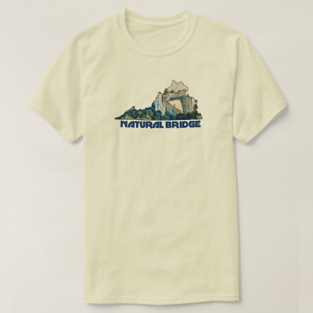 Natural Bridge Virginia Statskarta T Shirt (Design framsida)