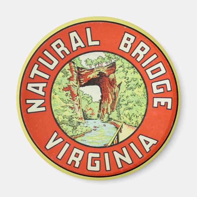 Natural Bridge Virginia vintage resor Magnet (Framsidan)