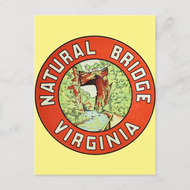 Natural Bridge Virginia vintage resor vykort (Framsida)