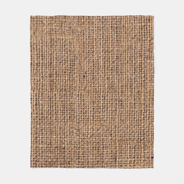 Natural Brown Burlap Canvas Coarse Grunge Backgrou Fleecefilt (Framsidan)