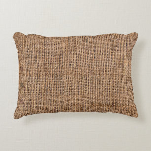 Natural Brown Burlap Canvas Coarse Grunge Backgrou Prydnadskudde