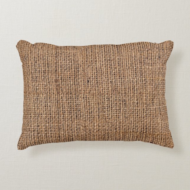 Natural Brown Burlap Canvas Coarse Grunge Backgrou Prydnadskudde (Framsidan)