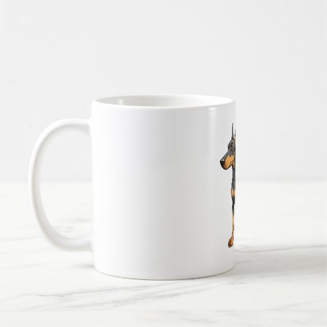 Natural Ear Doberman Art Print Classic T-Shirt Kaffemugg (Vänster)