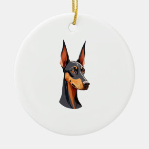 Natural Ear Doberman Julgransprydnad Keramik