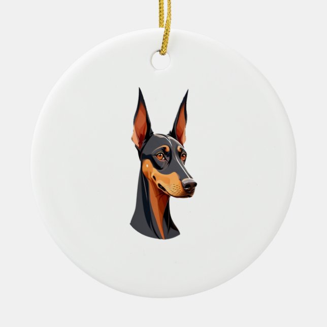 Natural Ear Doberman Julgransprydnad Keramik (Framsidan)