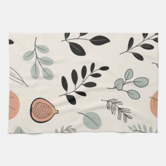 Natural Ease – Fine-Line Leaf Art Towel Kökshandduk