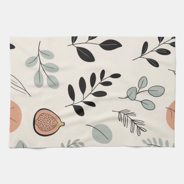 Natural Ease – Fine-Line Leaf Art Towel Kökshandduk (Horisontell)