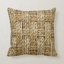 NATURAL FAUX STRUKTUR STRAW WEAVE SOMMER PILLOW