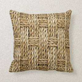 NATURAL FAUX STRUKTUR STRAW WEAVE SOMMER PILLOW KUDDE