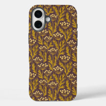 Natural Floral Pattern: Golden Accents  Dark Canva