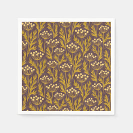 Natural Floral Pattern: Golden Accents  Dark Canva Pappersservett