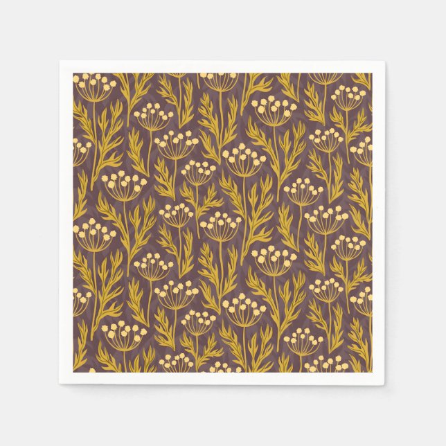 Natural Floral Pattern: Golden Accents  Dark Canva Pappersservett (Framsidan)