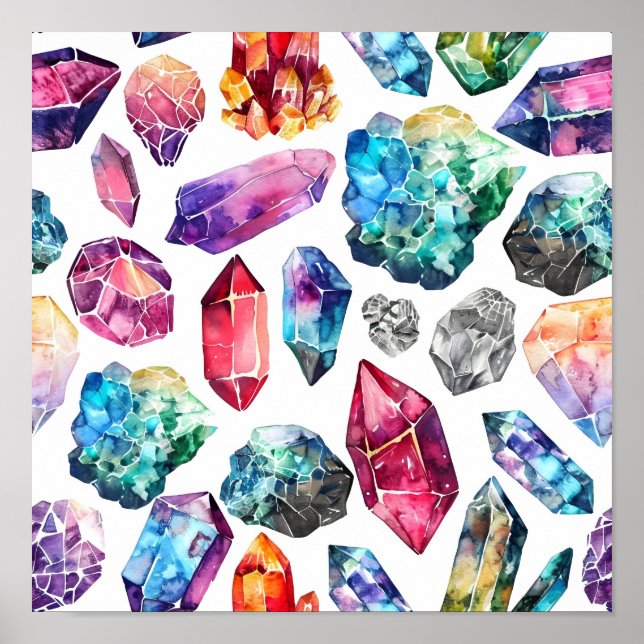 Natural Gemstone Mönster Poster (Framsidan)