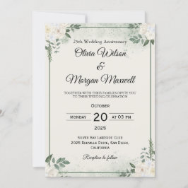 Natural Greenery Wedding Anniversary Invitations Inbjudningar